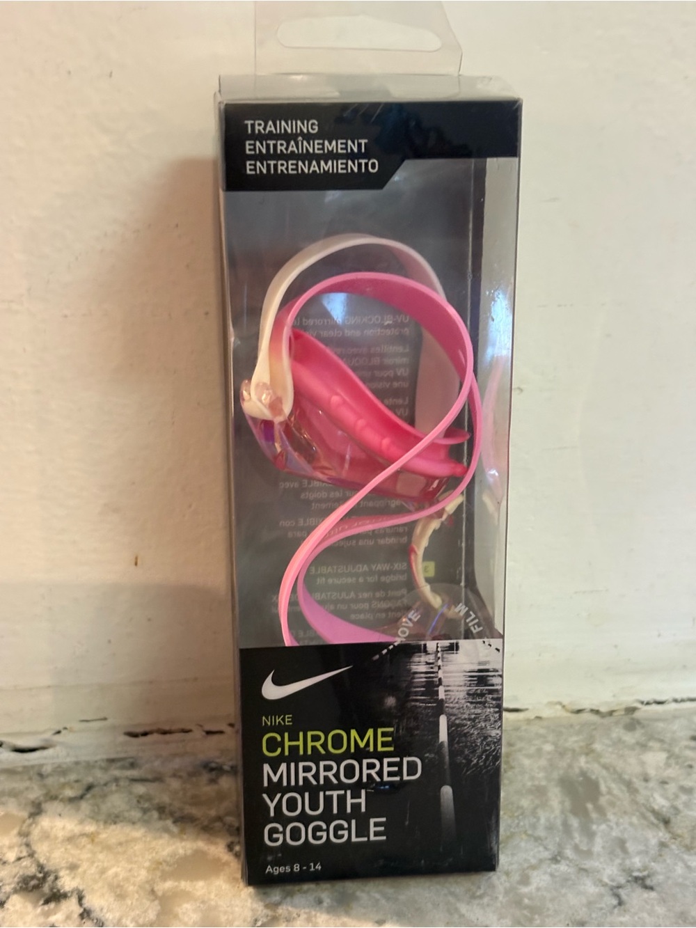 Nike Youth Swim Goggles in Pink and White